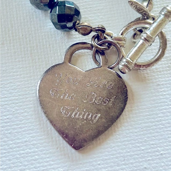 ‘You are the Best Thing’ Beaded T-Bar Gray and Gold Bracelet Signed TR - Picture 3 of 3